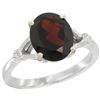 Image 1 : Natural 2.41 ctw Garnet & Diamond Engagement Ring 14K White Gold - REF-37N3G