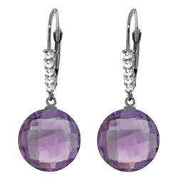 Genuine 10.75 ctw Amethyst & Diamond Earrings Jewelry 14KT White Gold - REF-37V8W