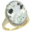 Image 1 : Natural 13.6 ctw Green-amethyst & Diamond Engagement Ring 10K Yellow Gold - REF-59Z2Y