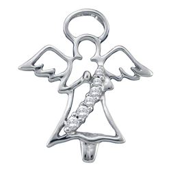 0.05 CTW Diamond Praying Guardian Angel Pendant 10KT White Gold - REF-8F9N