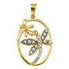 Image 1 : 0.12 CTW Diamond Dragonfly Bug Oval Pendant 14KT Yellow Gold - REF-19H4M