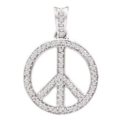 0.25 CTW Diamond Peace Sign Circle Pendant 10KT Yellow Gold - REF-22H4M