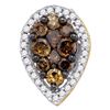 Image 1 : 0.99 CTW Brown Color Diamond Teardrop Cluster Earrings 10KT Yellow Gold - REF-41N9F