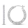 Image 1 : 0.99 CTW Diamond Single Row Hoop Earrings 14KT White Gold - REF-89H9M