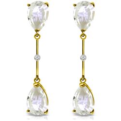 Genuine 6.01 ctw White Topaz & Diamond Earrings Jewelry 14KT Yellow Gold - REF-42Z4N