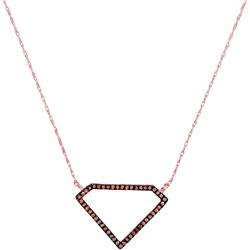 0.12 CTW Red Color Diamond Gem Shape Fashion Necklace 10KT Rose Gold - REF-18M2H