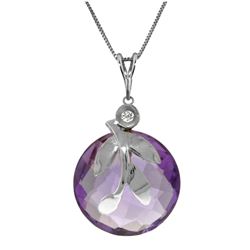Genuine 5.32 ctw Amethyst & Diamond Necklace Jewelry 14KT White Gold - REF-31P2H