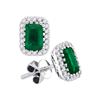 Image 1 : 1.5 CTW Cushion Natural Emerald Solitaire Diamond Earrings 14KT White Gold - REF-97W4K