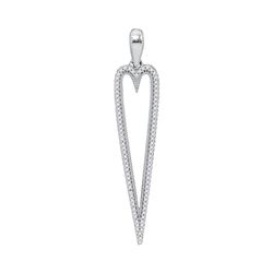 0.20 CTW Diamond Narrow Heart Outline Pendant 10KT White Gold - REF-25F4N