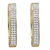 Image 1 : 0.25 CTW Diamond Double Row Pave Hoop Earrings 10KT Yellow Gold - REF-33Y7X