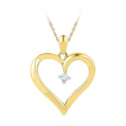 0.04 CTW Diamond Heart Love Pendant 10KT Yellow Gold - REF-9H7M