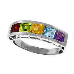 Genuine 2.25 ctw Multi-gemstones Ring Jewelry 14KT White Gold - REF-54A2K