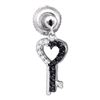 Image 1 : 0.15 CTW Black Color Diamond Key Heart Dangle Earrings 10KT White Gold - REF-14F9N