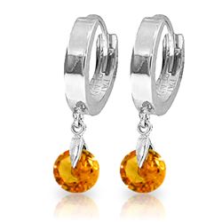 Genuine 1.6 ctw Citrine Earrings Jewelry 14KT White Gold - REF-25A9K