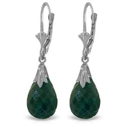 Genuine 8 ctw Created Green Sapphire Earrings Jewelry 14KT White Gold - REF-34T3A