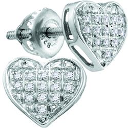 0.05 CTW Diamond Heart Stud Earrings 10KT White Gold - REF-7H4M