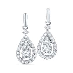 0.50 CTWDiamond Solitaire Teardrop Dangle Earrings 10KT White Gold - REF-49W5K