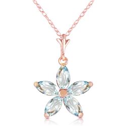 Genuine 1.40 ctw Aquamarine Necklace Jewelry 14KT Rose Gold - REF-30V3W