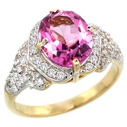 Natural 2.92 ctw pink-topaz & Diamond Engagement Ring 14K Yellow Gold - REF-102K7R