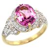 Natural 2.92 ctw pink-topaz & Diamond Engagement Ring 14K Yellow Gold - REF-102K7R