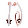 0.25 CTW Red Color Diamond Star Dangle Earrings 10KT Rose Gold - REF-37N5F