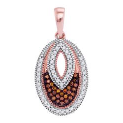 0.20 CTW Red Color Diamond Oval Pendant 10KT Rose Gold - REF-19F4N