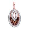Image 1 : 0.20 CTW Red Color Diamond Oval Pendant 10KT Rose Gold - REF-19F4N