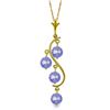 Genuine 2 ctw Tanzanite Necklace Jewelry 14KT Yellow Gold - REF-40F5Z