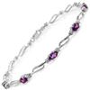 Genuine 2.96 ctw Amethyst & Diamond Bracelet Jewelry 14KT White Gold - REF-82R6P