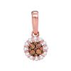 Image 1 : 0.25 CTW Cognac-brown Color Diamond Cluster Pendant 14KT Rose Gold - REF-26N9F