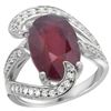 Image 1 : Natural 6.74 ctw ruby & Diamond Engagement Ring 14K White Gold - REF-142F8N