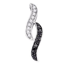 0.24 CTW Black Color Diamond Cascading Fashion Pendant 10KT White Gold - REF-13Y4X