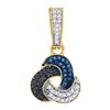 Image 1 : 0.30 CTW Blue Black Color Diamond Trinity Cluster Pendant 10KT Yellow Gold - REF-19H4M
