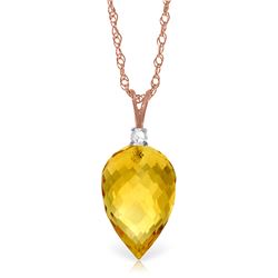 Genuine 9.55 ctw Citrine & Diamond Necklace Jewelry 14KT Rose Gold - REF-25Y3F