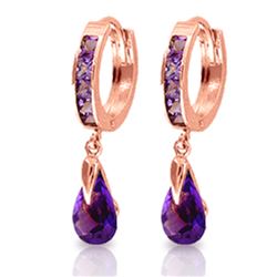 Genuine 3.3 ctw Amethyst Earrings Jewelry 14KT Rose Gold - REF-50Y6F