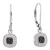 Image 1 : 0.24 CTW Black Color Diamond Square Cluster Dangle Earrings 14KT White Gold - REF-30W2K