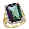 Image 1 : Natural 13.72 ctw Mystic-topaz & Diamond Engagement Ring 10K Yellow Gold - REF-65F2N