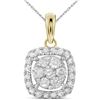 Image 1 : 0.25 CTW Diamond Square Cluster Pendant 14KT Yellow Gold - REF-25F4N
