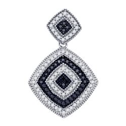 0.33 CTW Black Color Diamond Square Pendant 10KT White Gold - REF-30Y2X