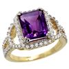Image 1 : Natural 3.08 ctw amethyst & Diamond Engagement Ring 14K Yellow Gold - REF-106V3F