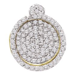 0.33 CTW Pave-set Diamond Circle Cluster Pendant 10KT Yellow Gold - REF-22M4H