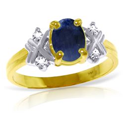 Genuine 1.47 ctw Sapphire & Diamond Ring Jewelry 14KT Yellow Gold - REF-63X2M
