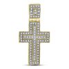 0.25 CTW Mens Diamond Layered Cross Charm Pendant 10KT Yellow Gold - REF-34K4W