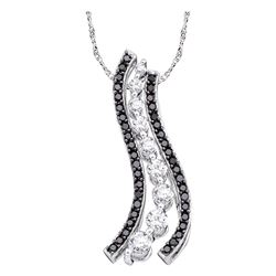 0.50 CTWBlack Color Diamond Journey Love Anniversary Pendant 14k White Gold - REF-40K4W