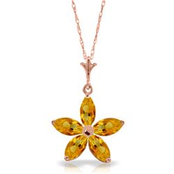 Genuine 1.40 ctw Citrine Necklace Jewelry 14KT Rose Gold - REF-25Y8F