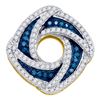 Image 1 : 0.55 CTW Blue Color Diamond Square Pendant 10KT Yellow Gold - REF-34N4F