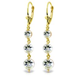 Genuine 7.2 ctw Aquamarine Earrings Jewelry 14KT Yellow Gold - REF-63F4Z