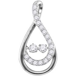 0.50 CTWDiamond 2-Stone Teardrop Pendant 10KT White Gold - REF-48K7W