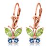 Image 1 : Genuine 1.24 ctw Peridot & Blue Topaz Earrings Jewelry 14KT Rose Gold - REF-38Z2N