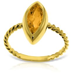 Genuine 1.70 ctw Citrine Ring Jewelry 14KT Yellow Gold - REF-39V3W
